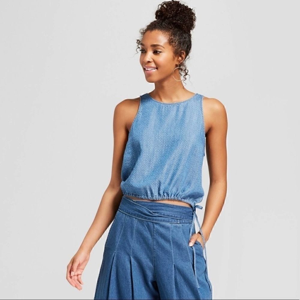 Universal thread denim look printed boho tank xs